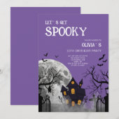 ハロウィン 10歳の誕生日パーティー Let's Get Spooky 招待状 (正面/裏面)