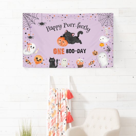 ハロウィン+1st+誕生日おめでとう 猫 横断幕 (インサイチュ)