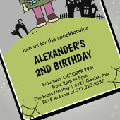 ハロウィン　2歳の誕生日　かわいいモンスター　招待状 招待状