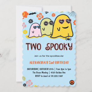 ハロウィン 2歳の誕生日 スプークタキュラー ゴースト レトロ 招待状