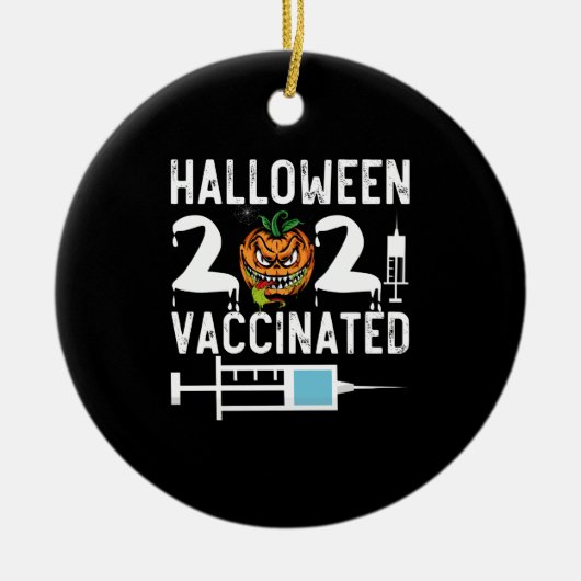 ハロウィン 2021 ワクチン接種済み おもしろ コスチューム セラミックオーナメント (正面)