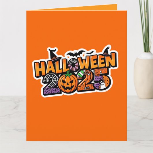 ハロウィン 2025 マジック - 祝祭のカボチャ カード (正面)