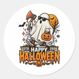 ハロウィン 2026 サングラス姿のオバケ ラウンドシール