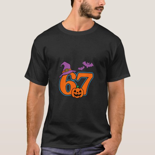 ハロウィン 67 Tシャツ かぼちゃ 魔女 帽子 (正面)