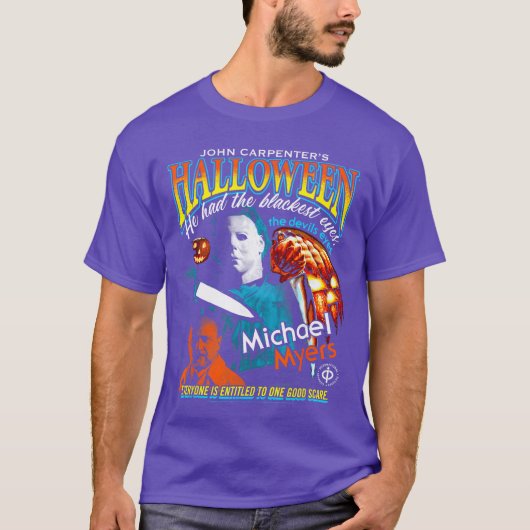 ハロウィン 90年代 海賊版 カラフルポスター ホラー映画 Tシャツ (正面)