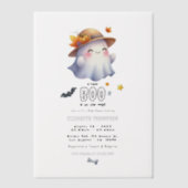 ハロウィン "A Little Boo is on the Way" ベビーシャワー ベラム紙招待状 (正面)
