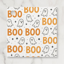 ハロウィン BOOタイポグラフィ 遊び心あふれる白い幽霊 フェイバータグ
