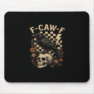 ハロウィン F Caw F レイヴン 鳥 チェッカーボード ヴィンテージ スタイル マウスパッド