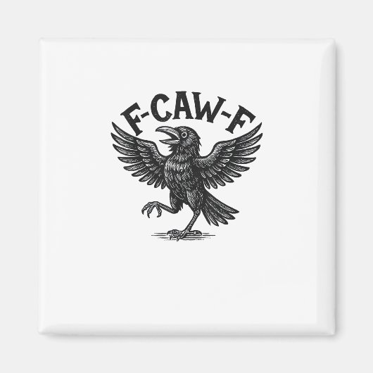 ハロウィン F-Caw-F 鳥 カラス 女性 男性 ミニマル クリーン マグネット (正面)