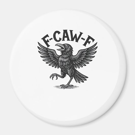 ハロウィン F-Caw-F 鳥 黒鳥 女性 男性 ミニマル クリーン マグネット (正面)