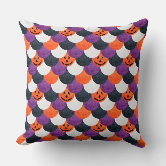 ハロウィン Jack-o'-Lantern マーメイド スケール柄 クッション (正面)