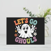 ハロウィン Let's Go ゴースト レトロ コスチューム 招待状 (スタンド正面)