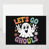 ハロウィン Let's Go ゴースト レトロ コスチューム 招待状 (正面/裏面)
