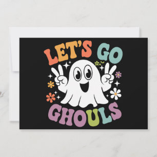 ハロウィン Let's Go ゴースト レトロ コスチューム 招待状