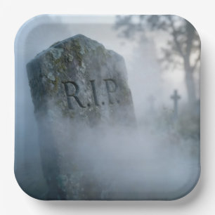 ハロウィン R.I.P. 墓石と霧 ペーパープレート