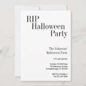 ハロウィン RIP パーティー 黒と白のチェック 招待状 (正面)