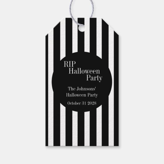 ハロウィン RIP ブラック＆ホワイト ストライプ パーティー ギフトタグ (正面)