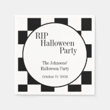ハロウィン RIP 黒白チェック パーティー
