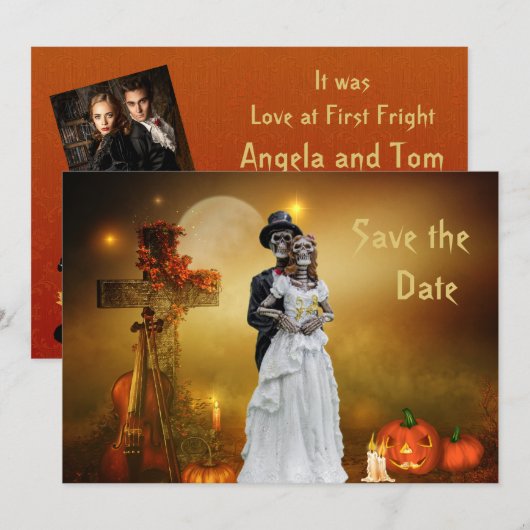 ハロウィン Save the Date 招待状 (正面/裏面)
