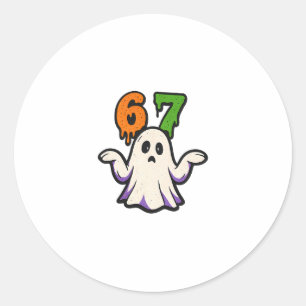 ハロウィン SCP 67 かわいいお化け ミーム Six Seven コスチューム ラウンドシール