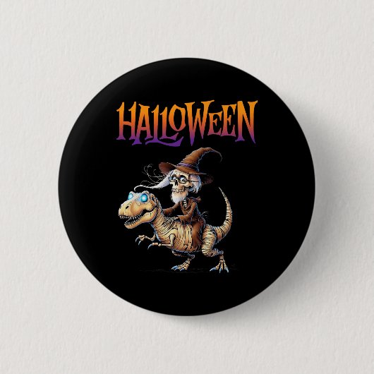 ハロウィン+T-レックス+スケルトン+ライド 缶バッジ (正面)