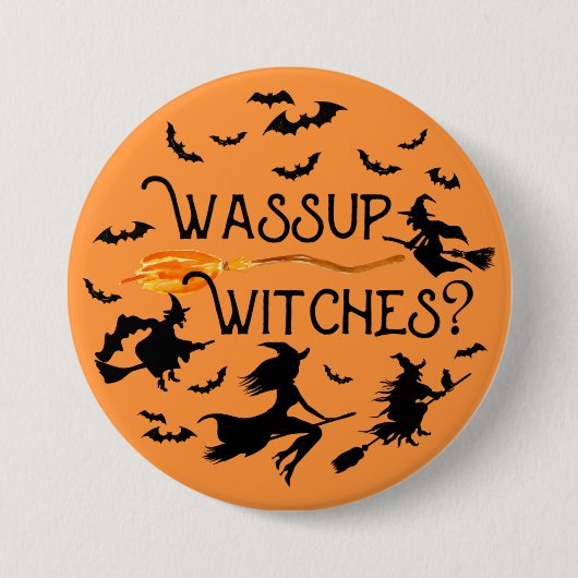 ハロウィン「Wassup Witches?」 缶バッジ (正面)