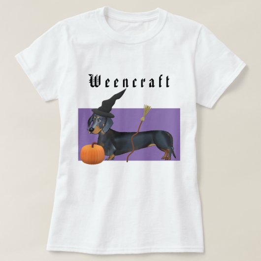 ハロウィン | Weencraft Dachshund おもしろい Witch Tシャツ (デザイン正面)