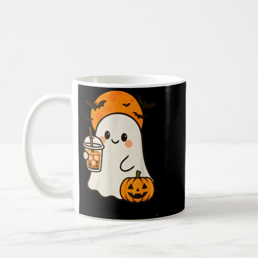 ハロウィンC用かわいい幽霊アイスコーヒーとパンプキン コーヒーマグカップ (左)
