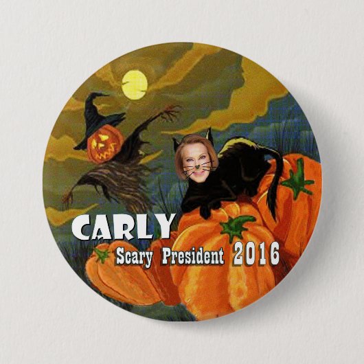 ハロウィンCarly Fiorinaの黒猫 缶バッジ (正面)