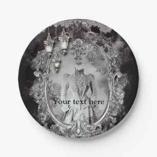 ハロウィンCostume Partyヴィンテージの幽霊のよく出るな女性 ペーパープレート