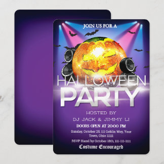 ハロウィンDJパーティー ディスコボール パンプキン スプーキー 招待状