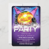 ハロウィンDJパーティー ディスコボール パンプキン スプーキー 招待状 (正面)
