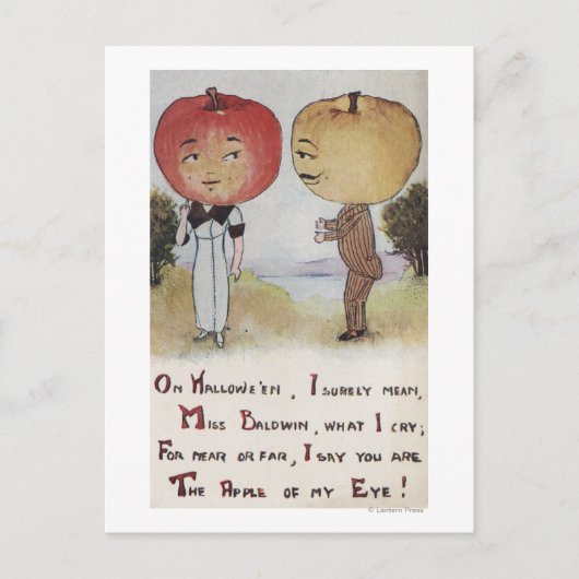ハロウィンGreetingAppleヘッド ポストカード (正面)