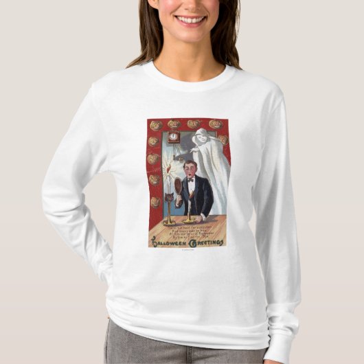 ハロウィンGreetingManおよび幽霊 Tシャツ (正面)