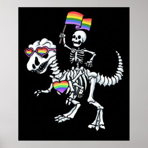 ハロウィンLGBT T恐竜レックス骨格ゲイプライド ポスター