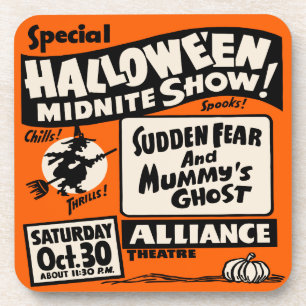 ハロウィンMidniteショー-ヴィンテージの幽霊ショーポスター コースター