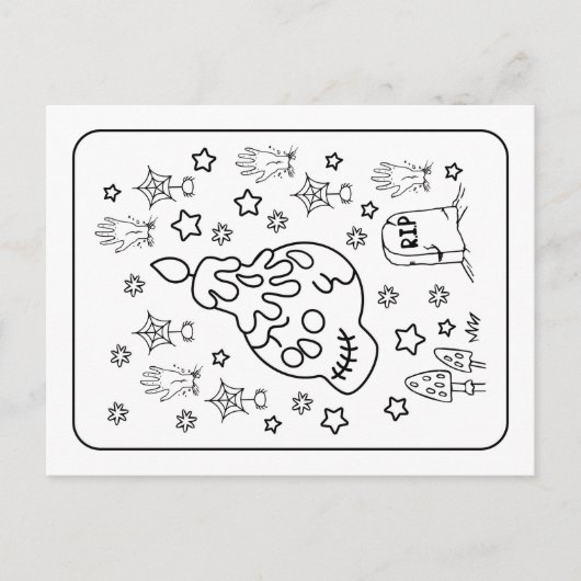 ハロウィンRIPキャンドル不気味スカルカラーリング ポストカード (正面)