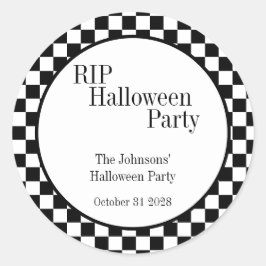 ハロウィンRIP ブラック＆ホワイト チェックパーティ ラウンドシール