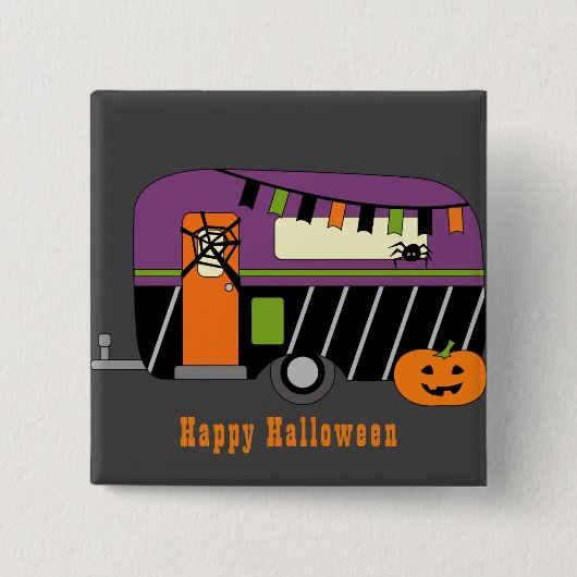 ハロウィンRVキャンパー 缶バッジ (正面)