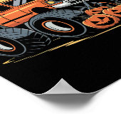 ハロウィンS男子供へ子モンスタートラックカボチャ ポスター (角)