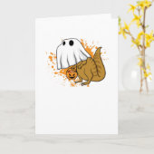 ハロウィンTのレックスの恐竜の幽霊のトリック・オア・トリート カード (黄色い花)