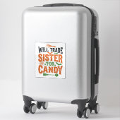ハロウィンTシャツデザイン お菓子と妹を交換 シール (スーツケース)