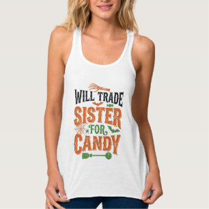 ハロウィンTシャツデザイン お菓子と妹を交換 タンクトップ