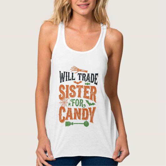 ハロウィンTシャツデザイン お菓子と妹を交換 タンクトップ (正面)