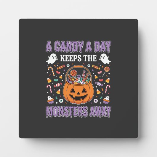 ハロウィンTシャツデザイン お菓子を毎日 フォトプラーク (正面)