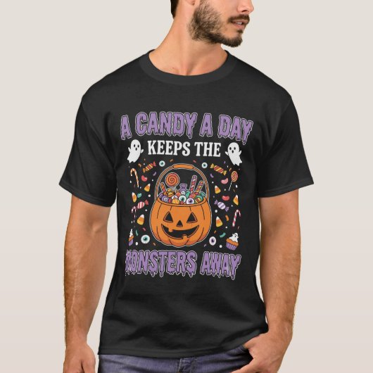 ハロウィンTシャツデザイン お菓子を毎日 Tシャツ (正面)