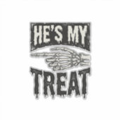 ハロウィンTシャツデザイン 僕の彼氏の骨の手 シール (正面)