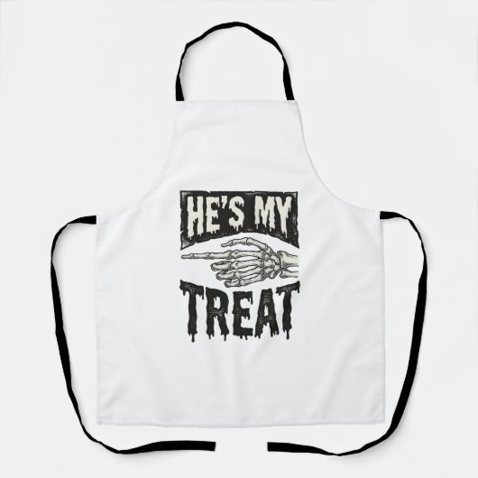 ハロウィンTシャツデザイン 僕の彼氏 スケルトンの手 エプロン (正面)