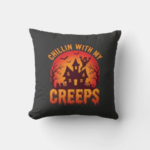 ハロウィンTシャツデザイン_1 クールな仲間たちと クッション