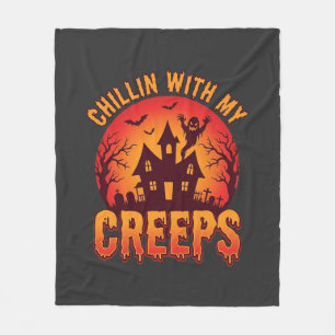 ハロウィンTシャツデザイン_1 クールな仲間と楽しむ フリースブランケット